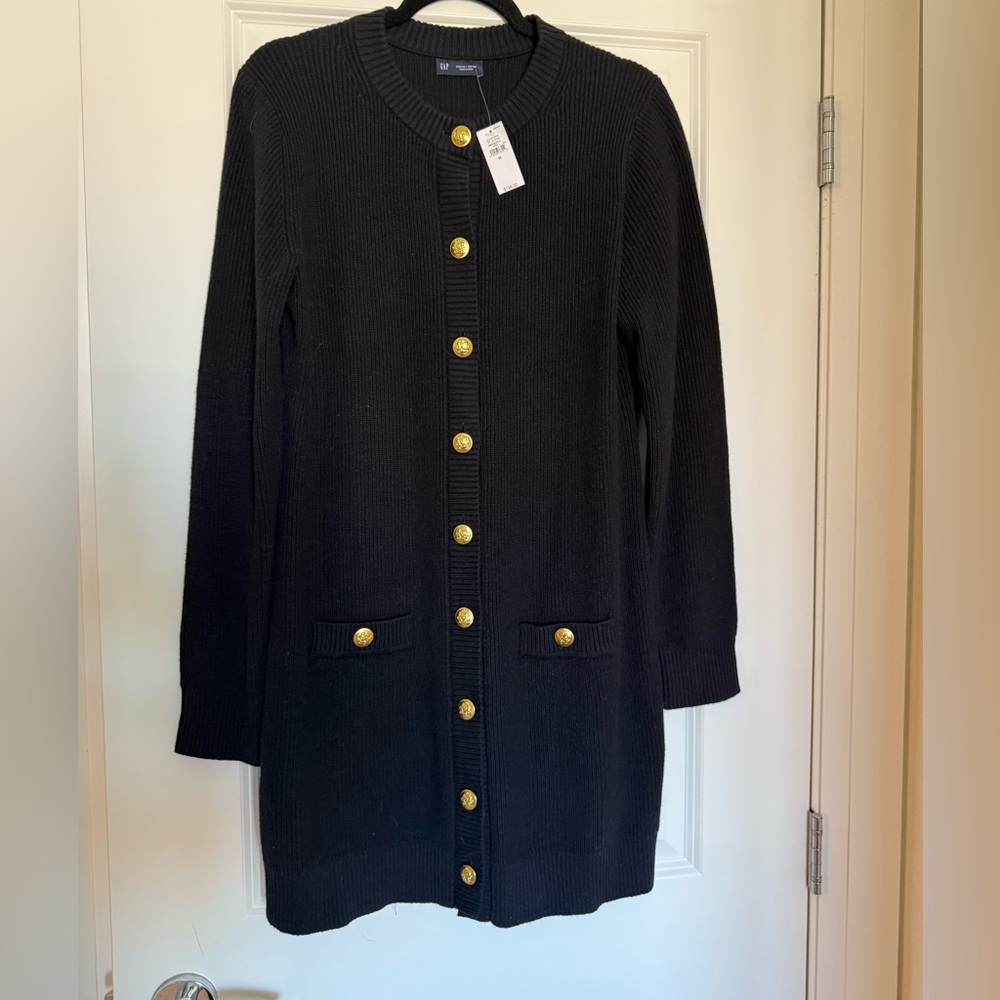 GAP Black Sweater Dress with Gold Button